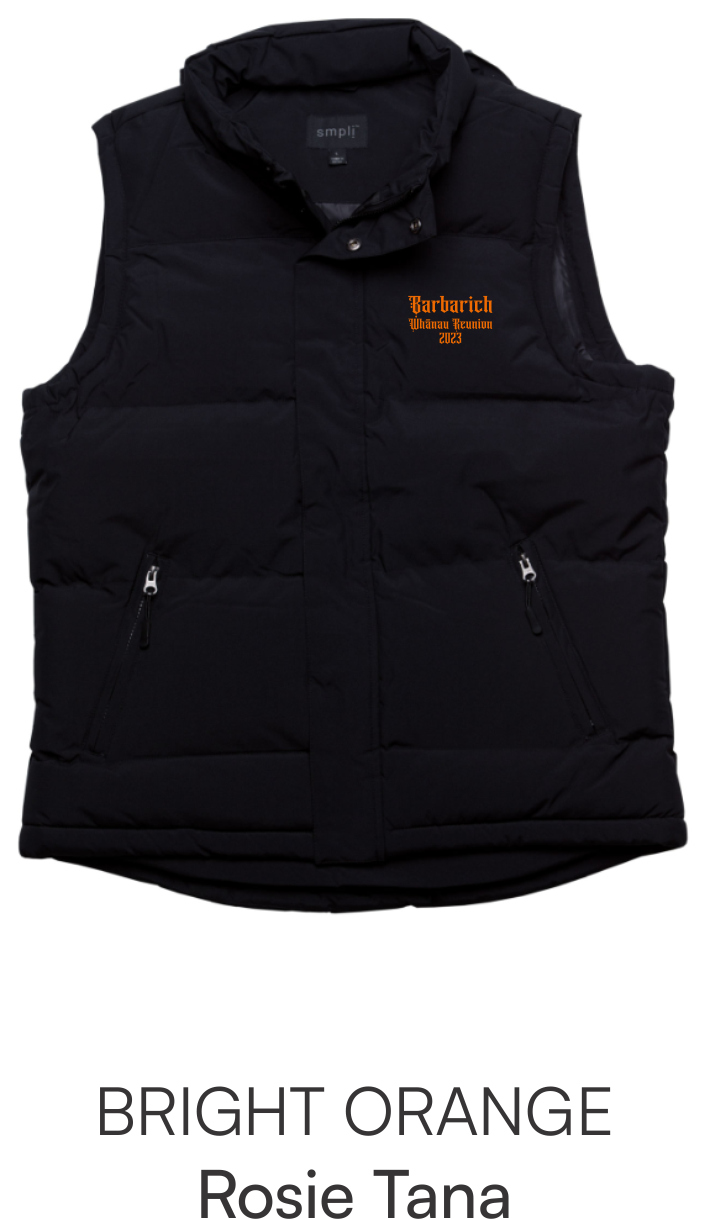 Black Adult Puffer Vest - Barbarich Family Reunion Size 2XS-3XL