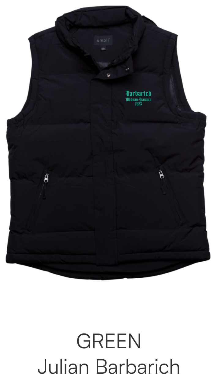 Black Adult Puffer Vest - Barbarich Family Reunion Size 5XL
