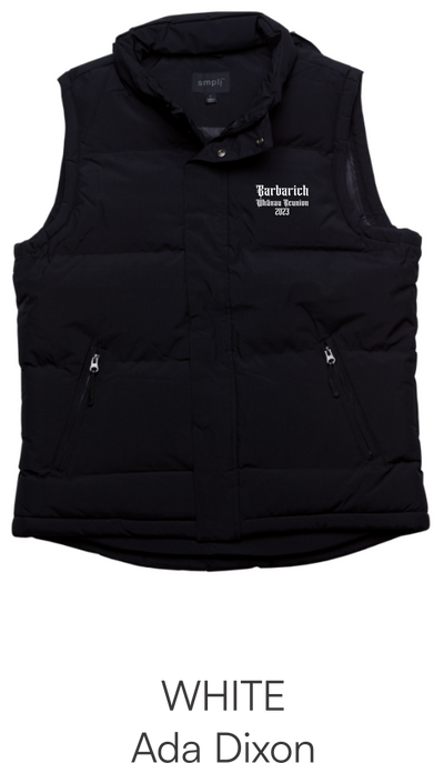 Black Adult Puffer Vest - Barbarich Family Reunion Size 2XS-3XL