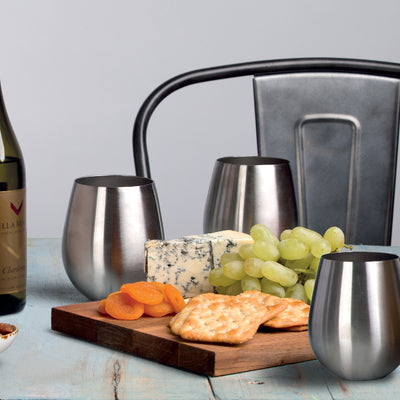 Stemless Stainless Steel Wine Glass Set