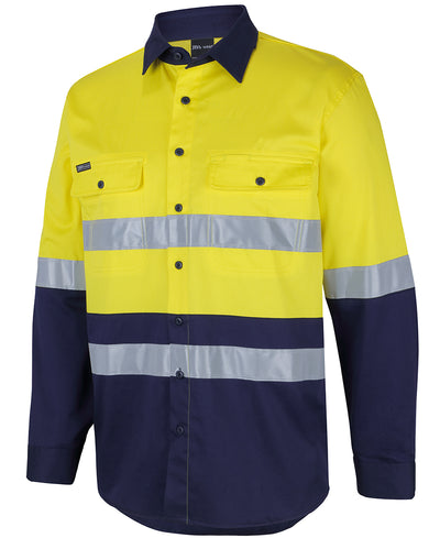 Hi Vis (D+N) L/S Stretch Work Shirt With Tape