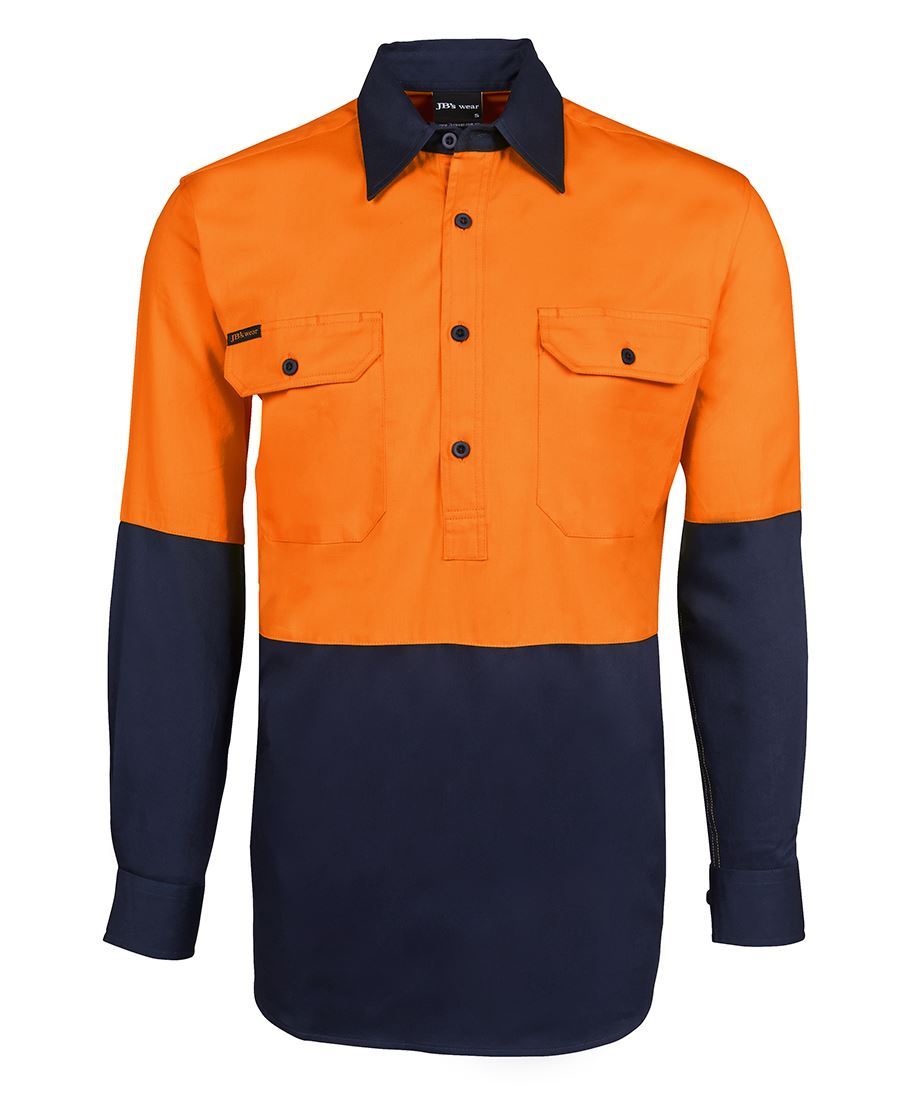 Hi Vis L/S 190g  Close Front Shirt