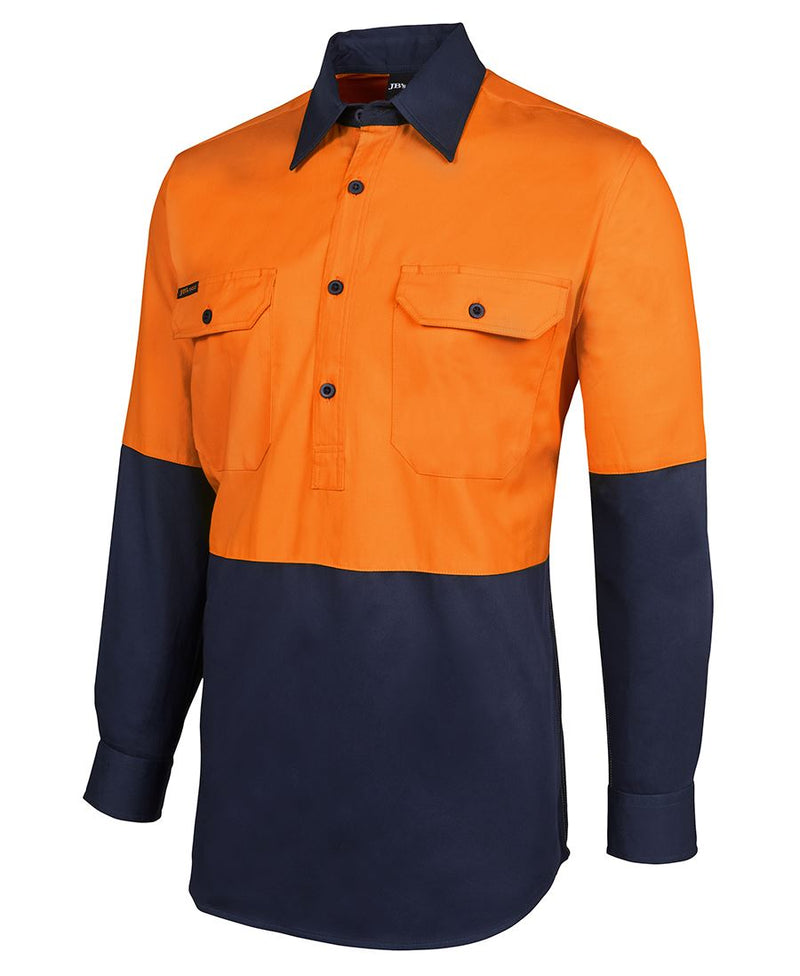 Hi Vis L/S 190g  Close Front Shirt