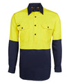 Hi Vis L/S 190g  Close Front Shirt