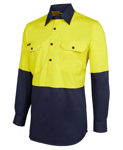 Hi Vis L/S 190g  Close Front Shirt