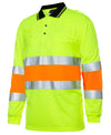 HI VIS BIO MOTION (D+N) L/S POLO WITH REFLECTIVETAPE