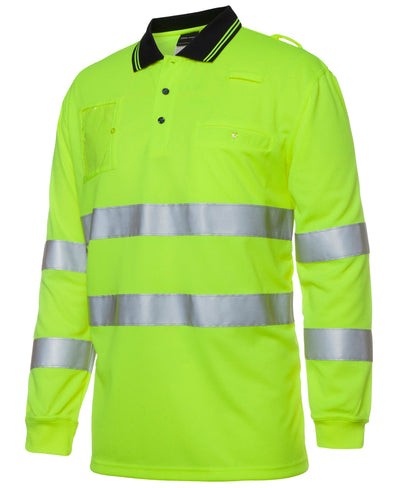 HI VIS BIO MOTION (D+N) L/S POLO WITH REFLECTIVETAPE