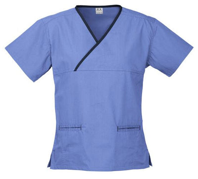 Ladies Contrast Crossover Scrubs Top