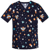 Womens Space Party Scrub Top