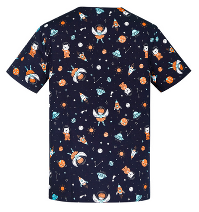 Mens Space Party Scrub Top