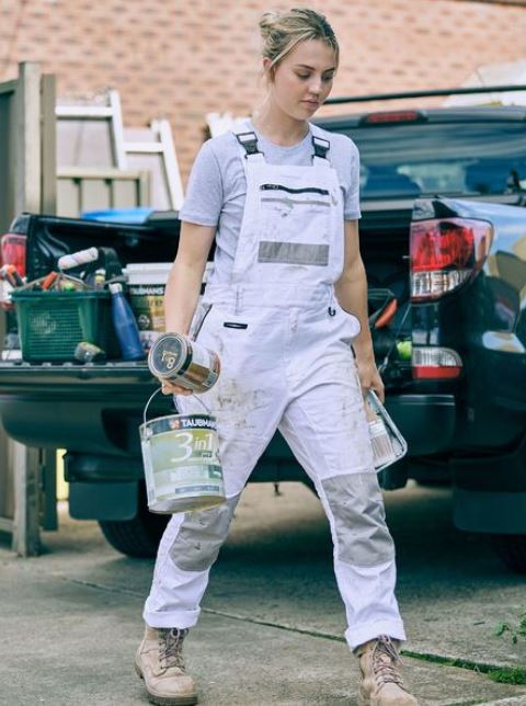 White bib shop and brace