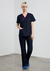 Ladies Contrast Crossover Scrubs Top