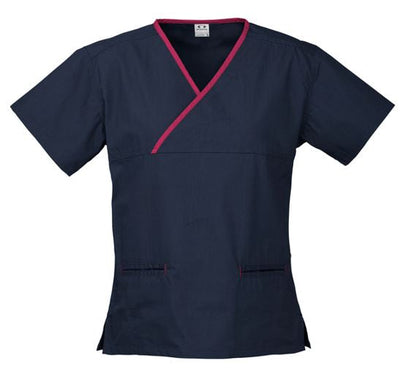 Ladies Contrast Crossover Scrubs Top