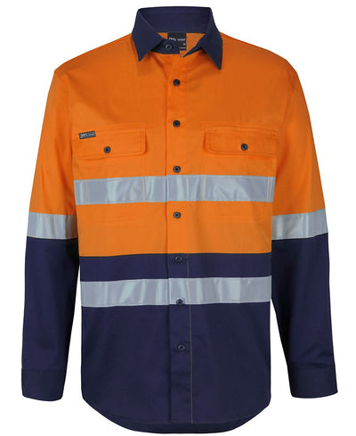 Hi Vis (D+N) L/S Stretch Work Shirt With Tape