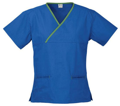 Ladies Contrast Crossover Scrubs Top