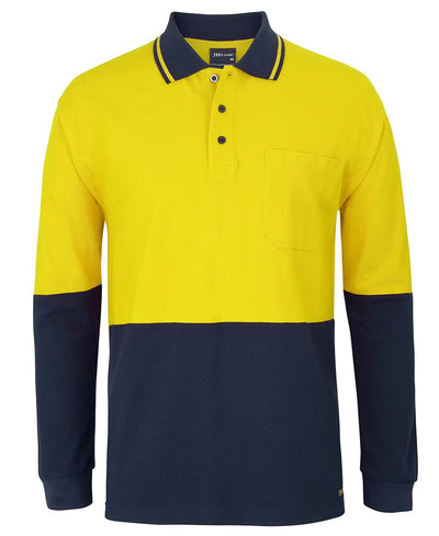 Hi Vis L/S Cotton Pique Trad Polo